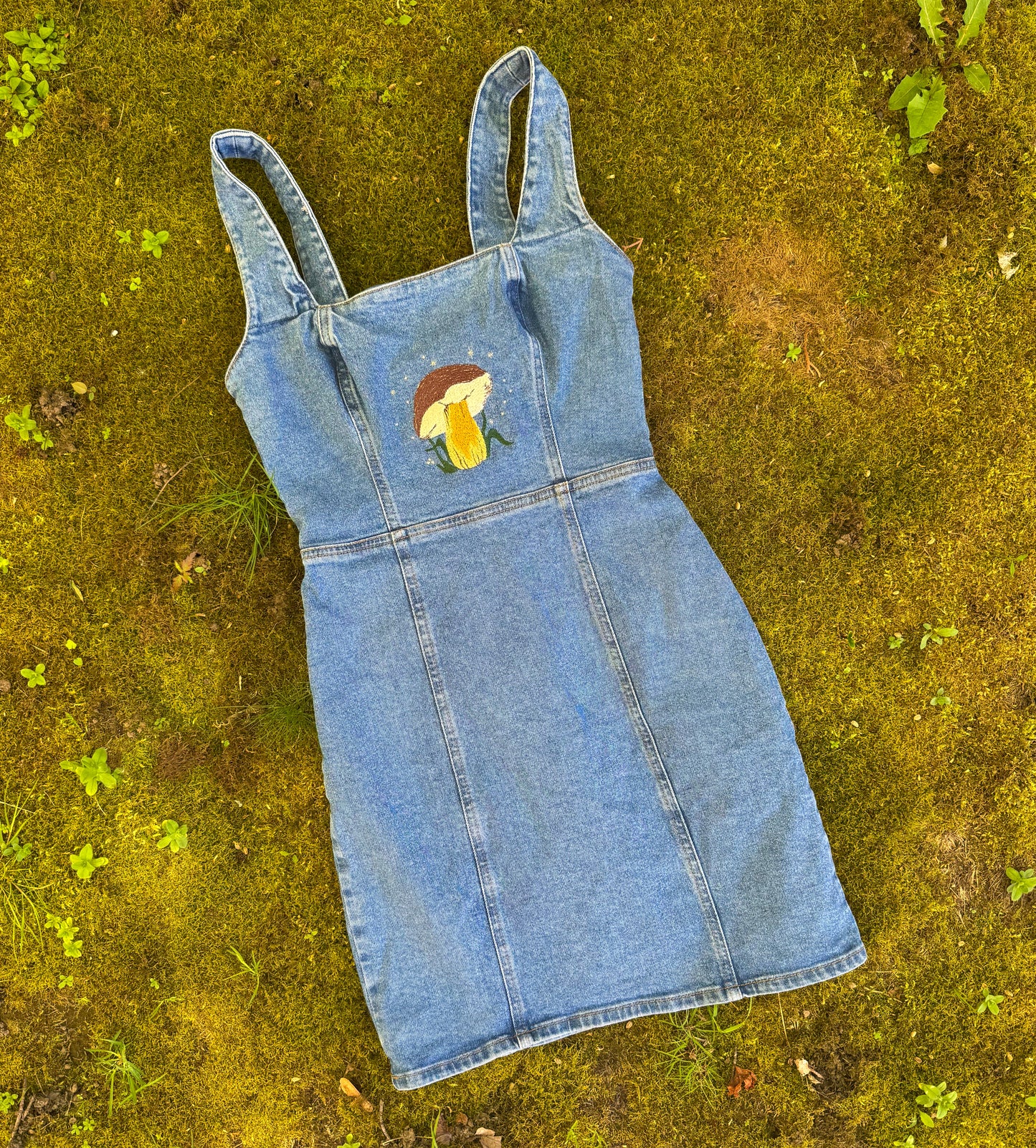 Upcycled Mushroom BDG Denim Dress (S)