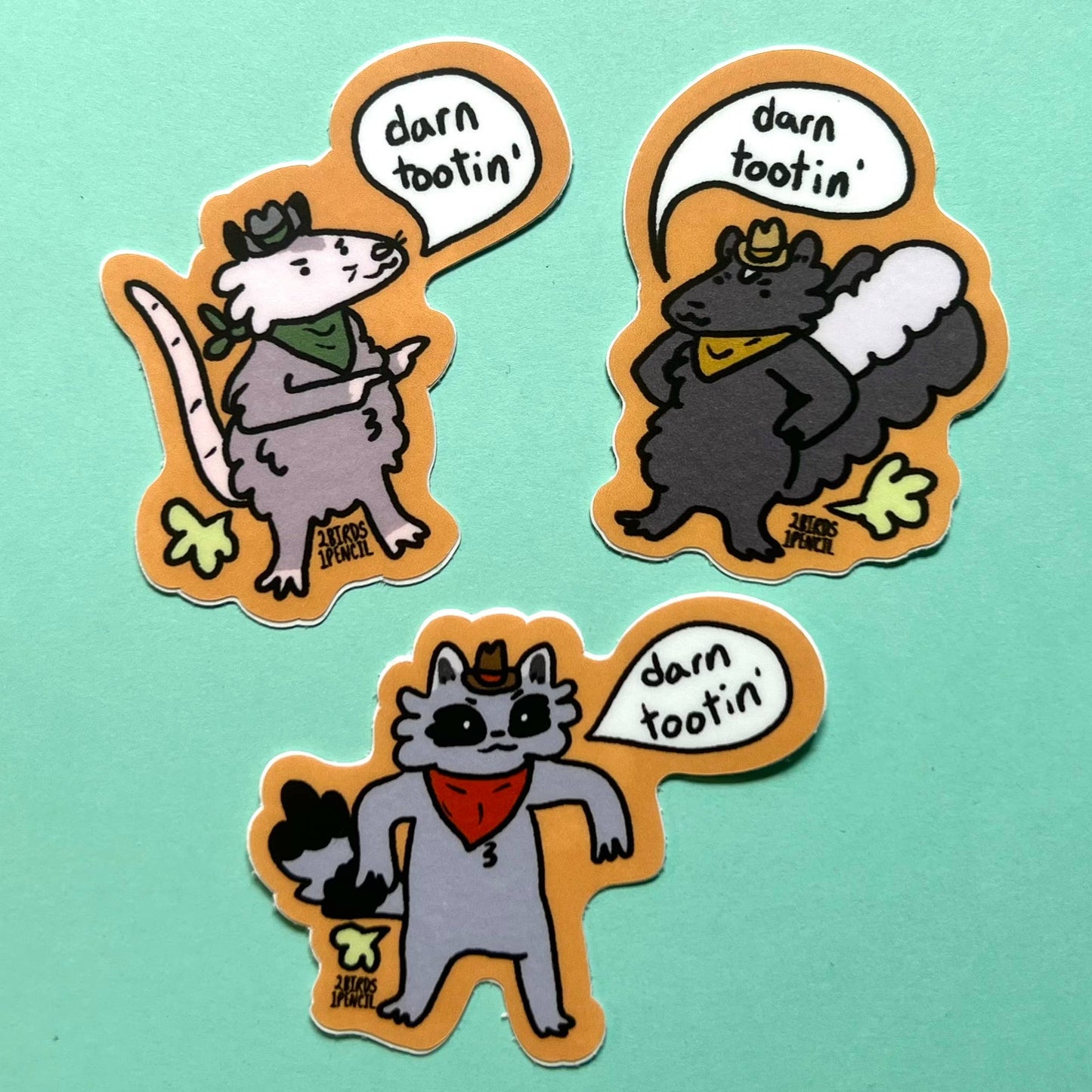 Tootin' Trash Cat Cowboy Vinyl Sticker Pack