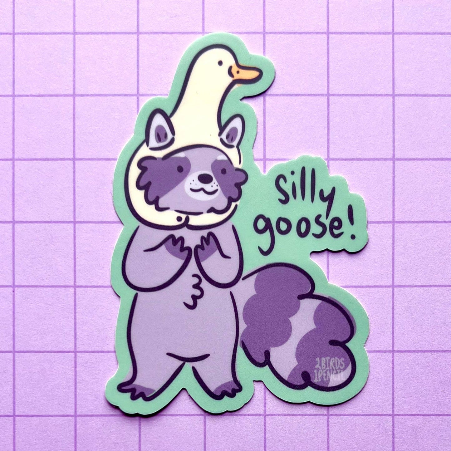 Silly Goose Raccoon Vinyl Sticker