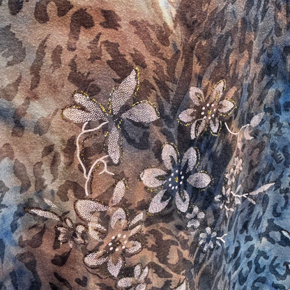Y2K Floral Cheetah Print Blouse (XS-S)